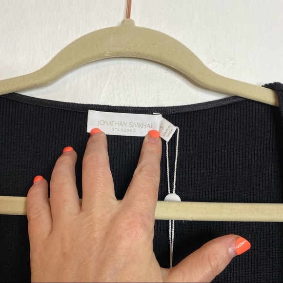 NWT Jonathan Simkhai Standard‎ Pia Bustier Dress Black Mini Rib Bodycon S - Picture 7 of 11